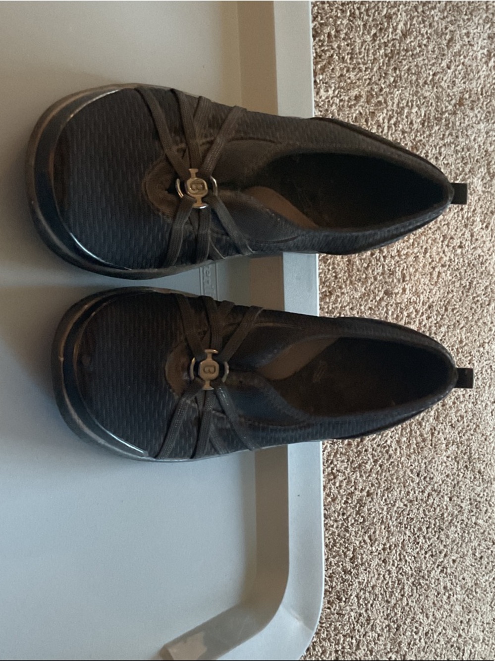 Black Slip-On Casual Flats with Decorative Accent